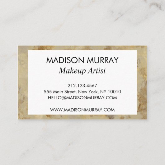 Chic Luxury Gold Marble Pattern Monogram Visitekaartje (Achterkant)
