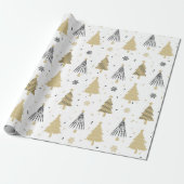 Chic Luxury Modern Gold kerstbomen Cadeaupapier (Uitgerold)
