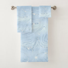 Chic Luxury Pastel Blue Silver Glitter Bath Towel Bad Handdoek