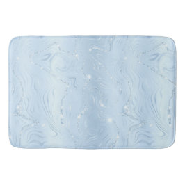 Chic Luxury Pastel Blue Silver Glitter Patroon Badmat