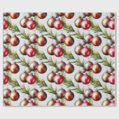 Chic Luxury Waterverf Baubles Pine Tree Cadeaupapier (Vlak)