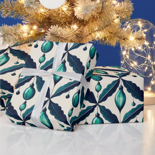 Chic Luxury Waterverf Blue Decorations Cadeaupapier (Feestdagen)