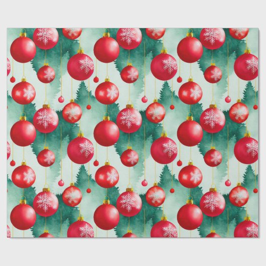 Chic Luxury Waterverf Red Decorations Cadeaupapier (Vlak)