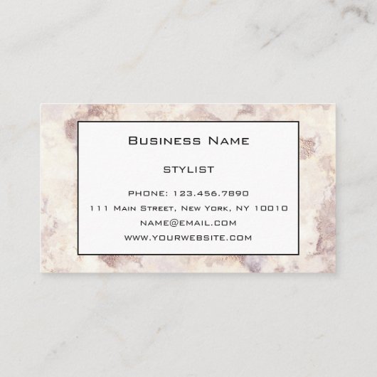Chic Luxury  White Grey Gold Marble Pattern Visitekaartje (Achterkant)