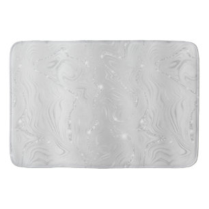 Chic Luxury White Silver Glitter Patroon Badmat