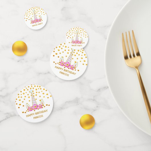 Chic Magie Anniversaire Unicorne & Gold Confetti (Groupe)