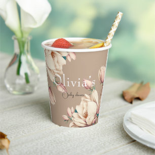 chic magnolia floral papieren bekers