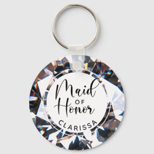 Chic Maid of Honor Diamond Script Persoonlijk Sleutelhanger