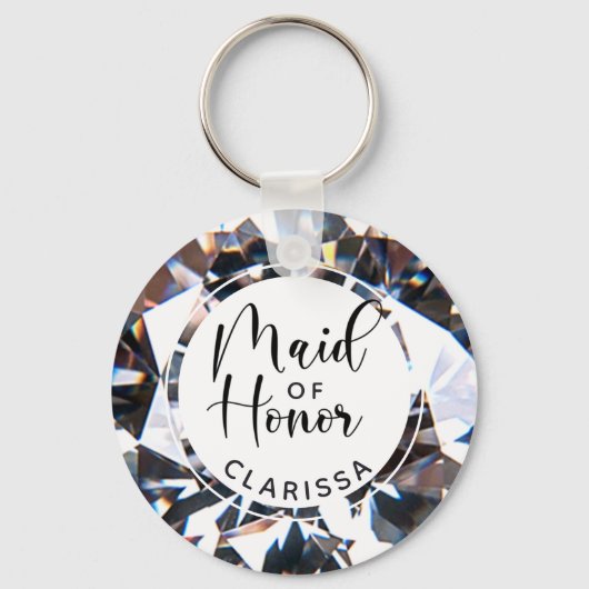 Chic Maid of Honor Diamond Script Persoonlijk Sleutelhanger (Voorkant)