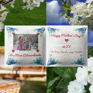 Chic mam Extraordinaire Foto Heart Script Modern Kussen