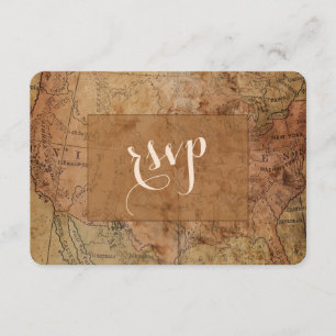 Chic Map Destination Wedding RSVP Kaartje