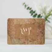 Chic  Map Destination Wedding RSVP Kaartje (Staand voorkant)