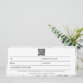 Chic Marble Business Logo QR Code Cadeaubon (Staand voorkant)