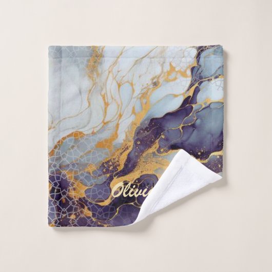 Chic Marble Gold Gris violet Agate serviette de ba (Gant de toilette)