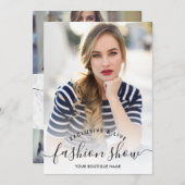 Chic marble minimalist script foto's mode show kaart (Voorkant / Achterkant)