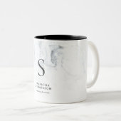 Chic Marble Monogram Tweekleurige Koffiemok (Voorkant rechts)