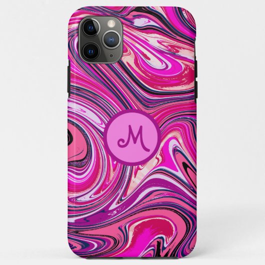 Chic Marble Swirl Monogram Case-Mate iPhone Case (Achterkant)