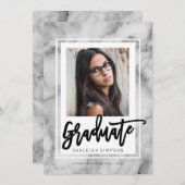 Chic Marble Typographie Grad Faire-part (Devant / Derrière)