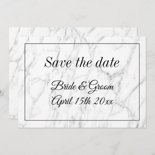 Chic marbre blanc pierre enregistrer la carte mari (Devant / Derrière)