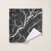 Chic Marbre Noir & Blanc Aspect Glamour (Gant de toilette)