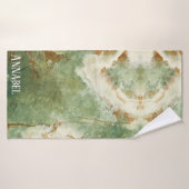 Chic, marbre vert avec veines or (Serviette de bain)