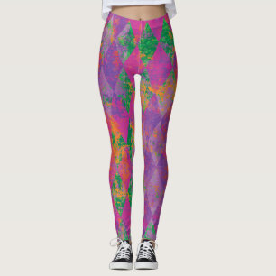Chic Mardi Gras Paars Harlequin Pattern Leggings