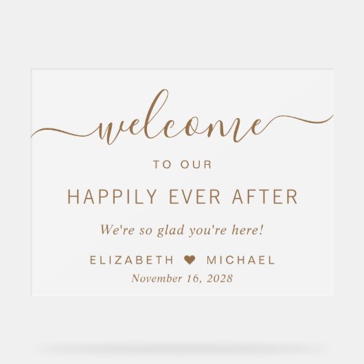 Chic Mariage de script Gold Welcome Frosted (Recto)