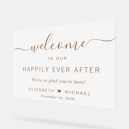 Chic Mariage de script Gold Welcome Frosted (Angle)