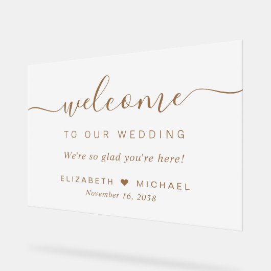 Chic Mariage de script Gold Welcome Frosted (Angle)