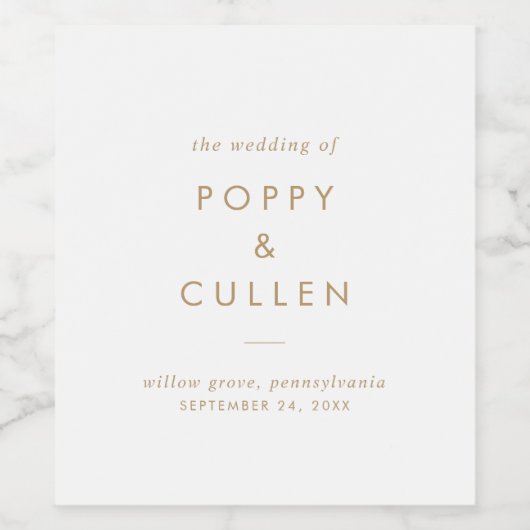 Chic Mariage de typographie or Étiquette de vin (Étiquettes simples)