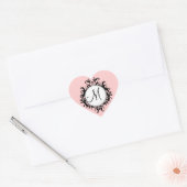 Chic Mariage initial Damas Étiquette rose Coeur (Enveloppe)
