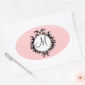 Chic Mariage initial Damas Étiquette rose ovale ro (Enveloppe)