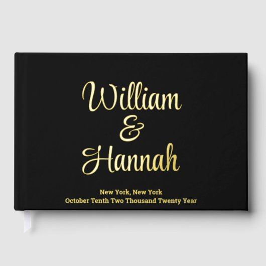 Chic Mariage moderne noir avec Gold Foil Hardcover (Recto)