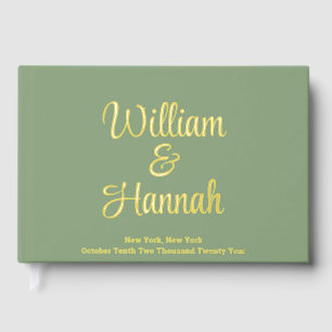 Chic Mariage moderne Sage Green Gold Foil Hardcove
