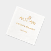 Chic Mariage Mr & Mrs Gold Foil serviettes empilée (Gauche)