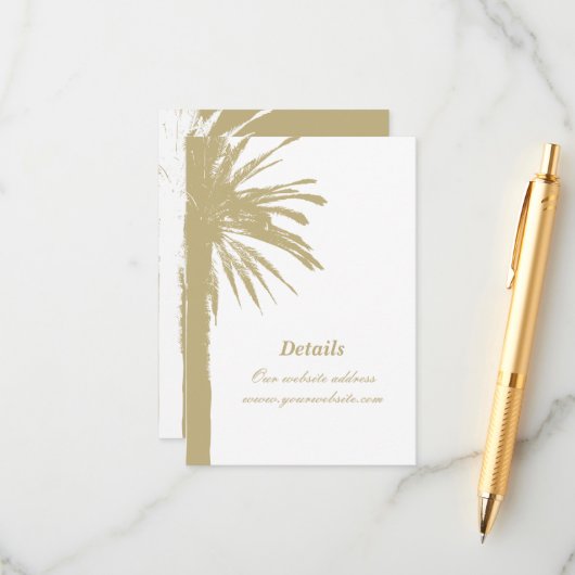 Chic mariage plage petites cartes d'enceinte verti (Devant/Arrière en situation)