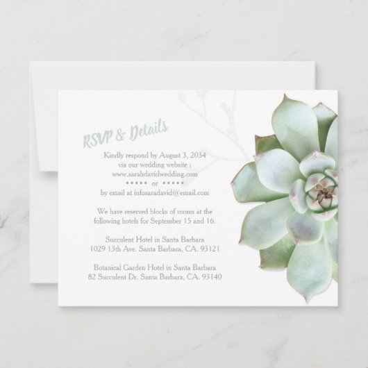 Chic Mariage Succulent RSVP & Hébergements (Devant)