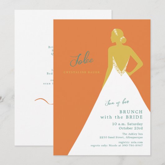 Chic Mariée Silhouette Citron Invitation Brunch de (Devant / Derrière)