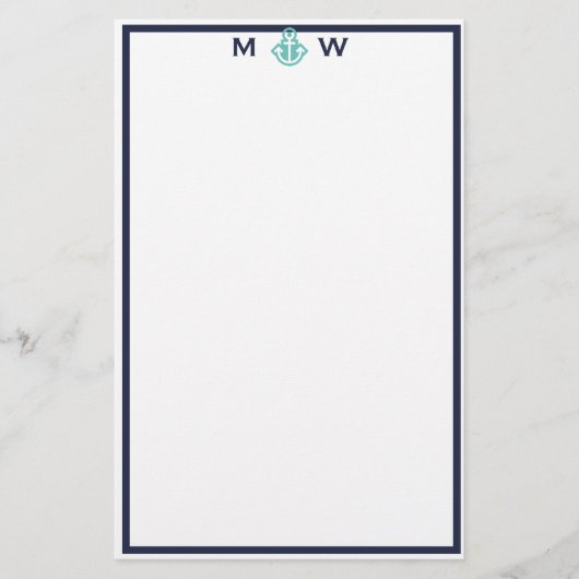 Chic Marine et Ancre Turquoise Monogram papeterie (Devant)