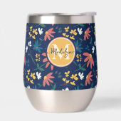 Chic Marine Jaune Monogramme Motif Floral Personna (Gauche)