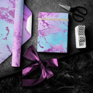 Chic Marmer   Glitzy Glam Paars Violet Blauwe Ombr Cadeaupapier