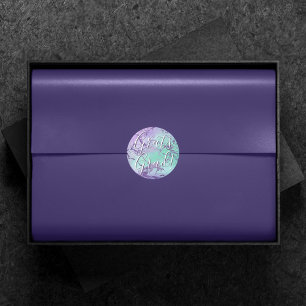 Chic Marmer Lavendel Paars en Mint Afstuderen Ronde Sticker