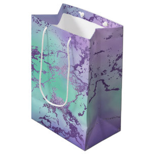 Chic Marmer Lavendel Paars en Mint Groen Medium Cadeauzakje