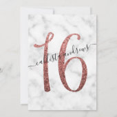 Chic Marmer Roos Goud Confetti Border Sweet 16 Kaart (Achterkant)