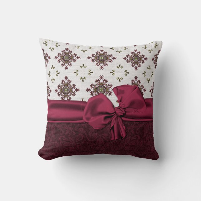 Chic Maroon Damask Pillow Kussen (Voorkant)