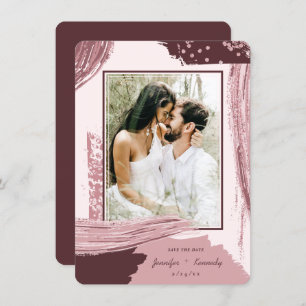 Chic Marsala Abstracte foto Verfpenseel Save The Date