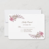 Chic Marsala Maroon Floral Aquarelle Mariage RSVP (Dos)