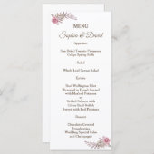 Chic Marsala Maroon Floral Aquarelle Menu Mariage (Devant / Derrière)