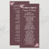 Chic Marsala Maroon Floral Aquarelle Programme (Devant / Derrière)