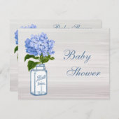 Chic Mason Jar & Blue Hydrangea Baby shower Kaart (Voorkant / Achterkant)